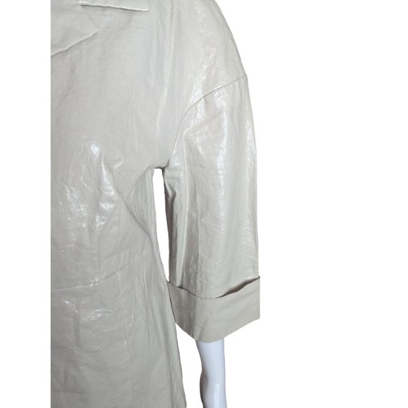 Hoss Intropia Coated 100% Linen Tan Blazer Jacket Designer Boho Sz 44 US Sz 12 - Picture 6 of 13